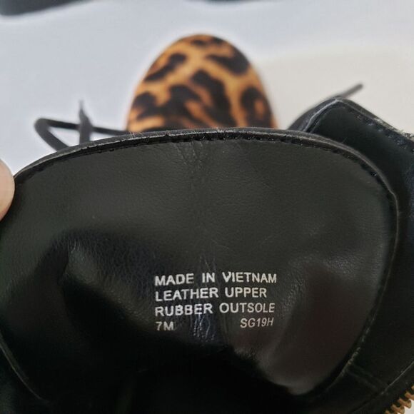 Michael Kors ROSARIO Leather Calf Hair Leopard Cheetah Combat Boots 7 7M brown - Picture 10 of 11